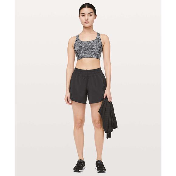 Lululemon Power Through Bra Diffuse Starlight Black Sz 4